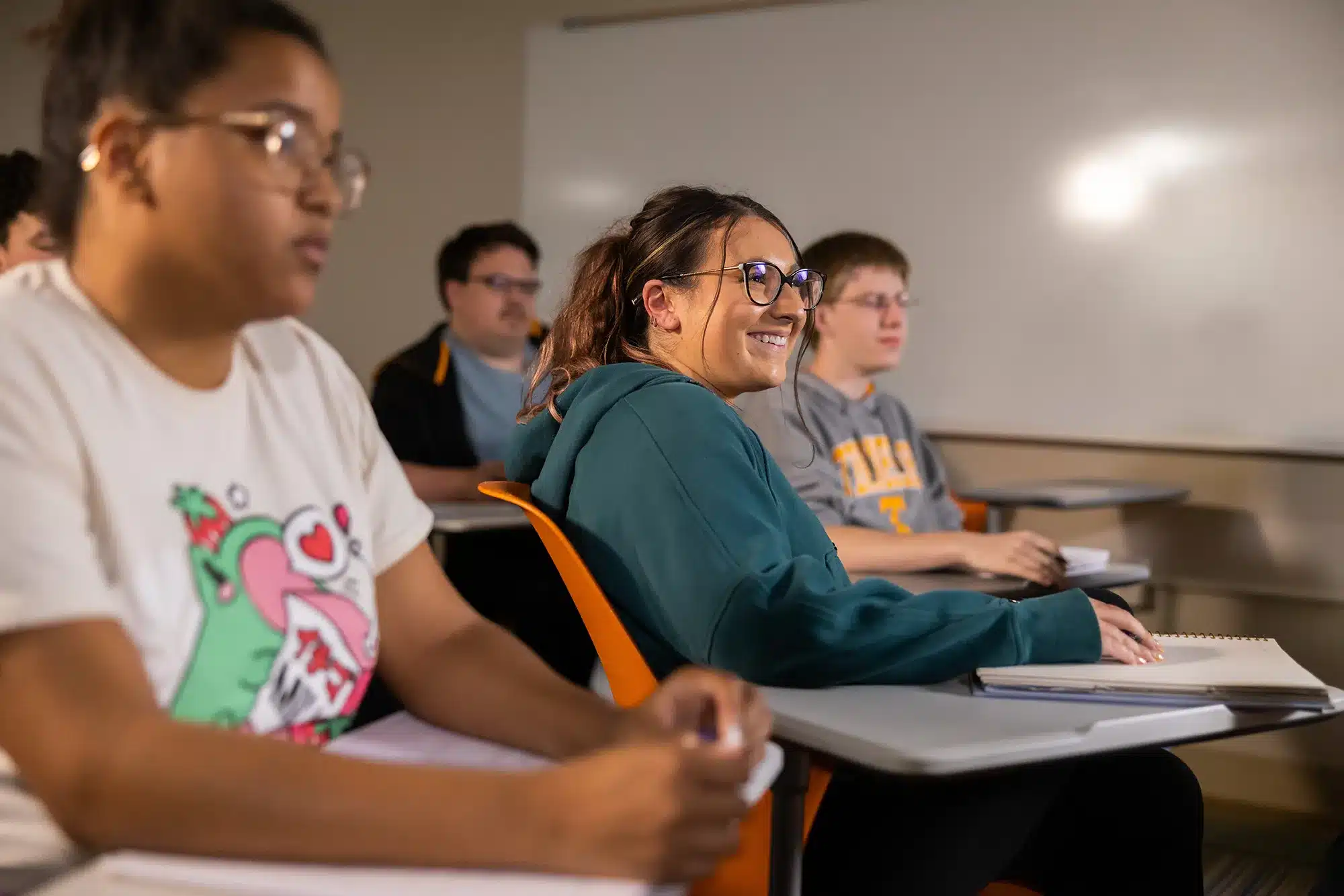 Students smiling in class