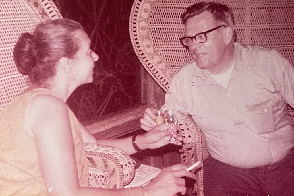 Black and white photo of a young couple