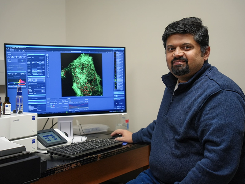 Assistant Professor Amit Joshi shares research findings in his UT lab