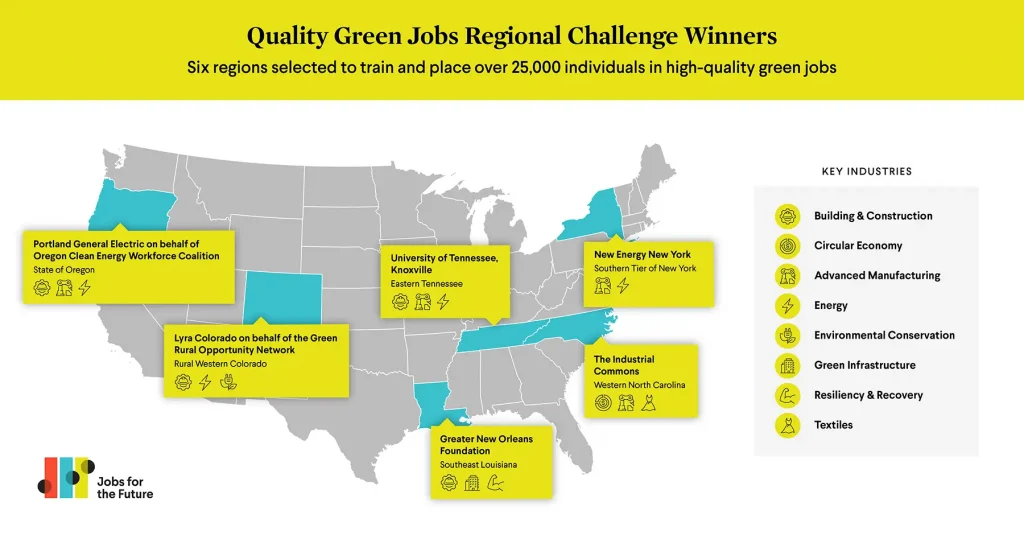 Quality Green Jobs Regional Challenge Winners with map