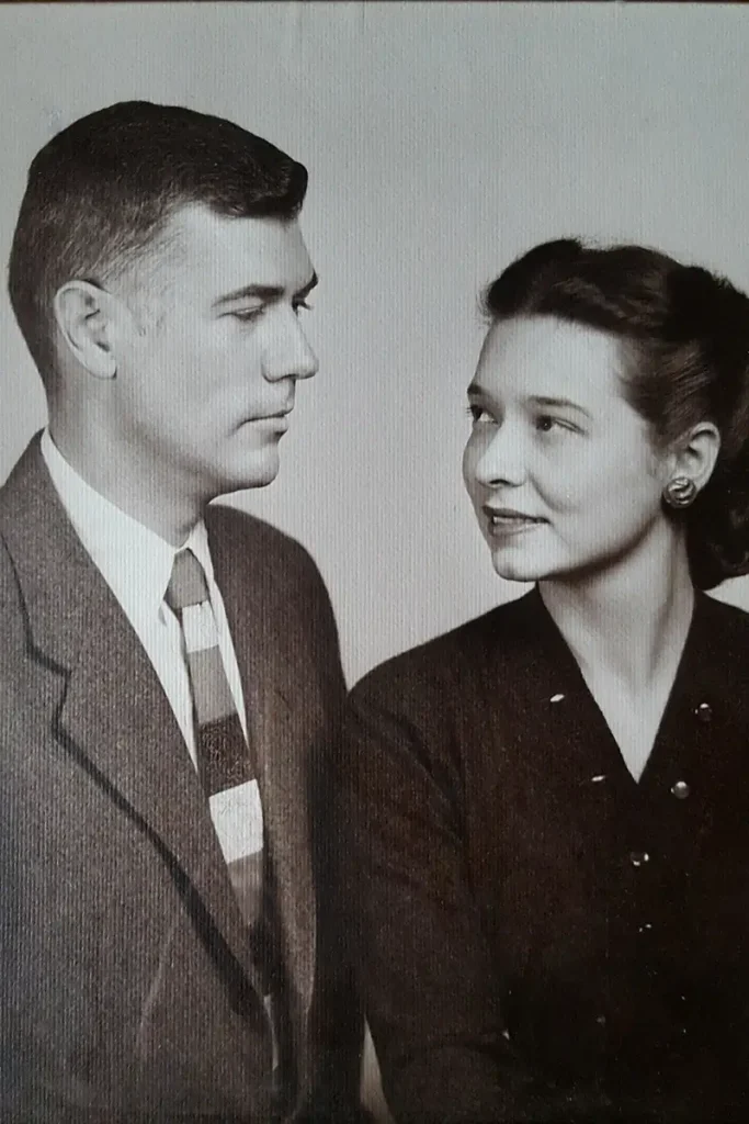 Black and white photo of a young couple