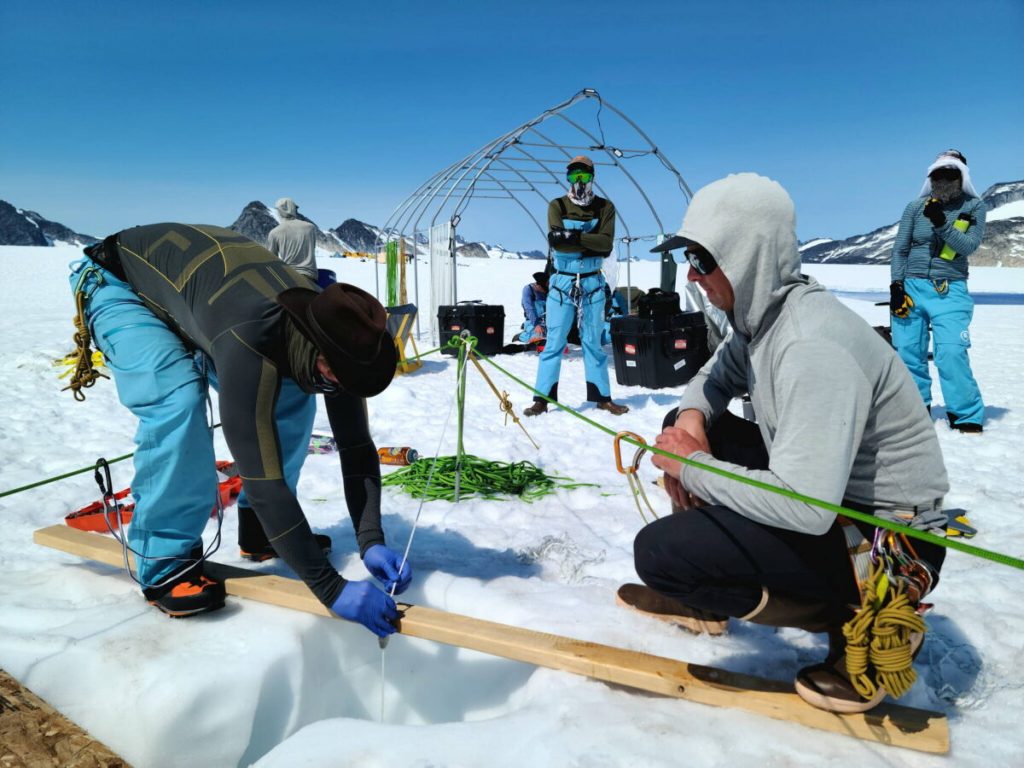 Field research in the snow