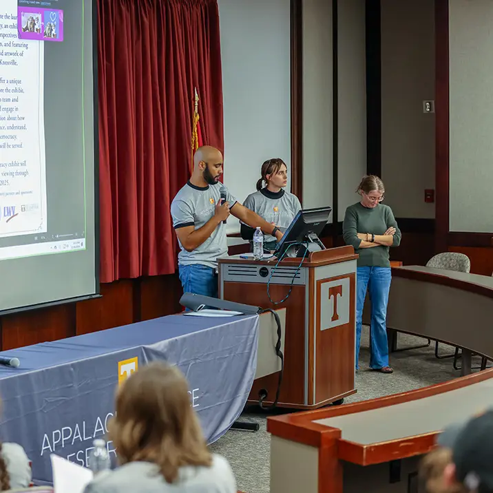 Students making a presentation