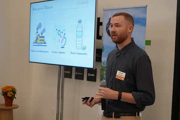 A man making a presentation in a classroom