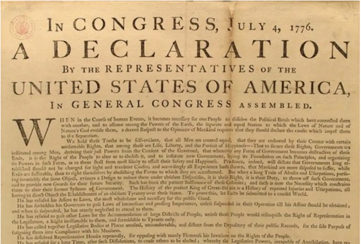 Photo of the Declaration of Independence