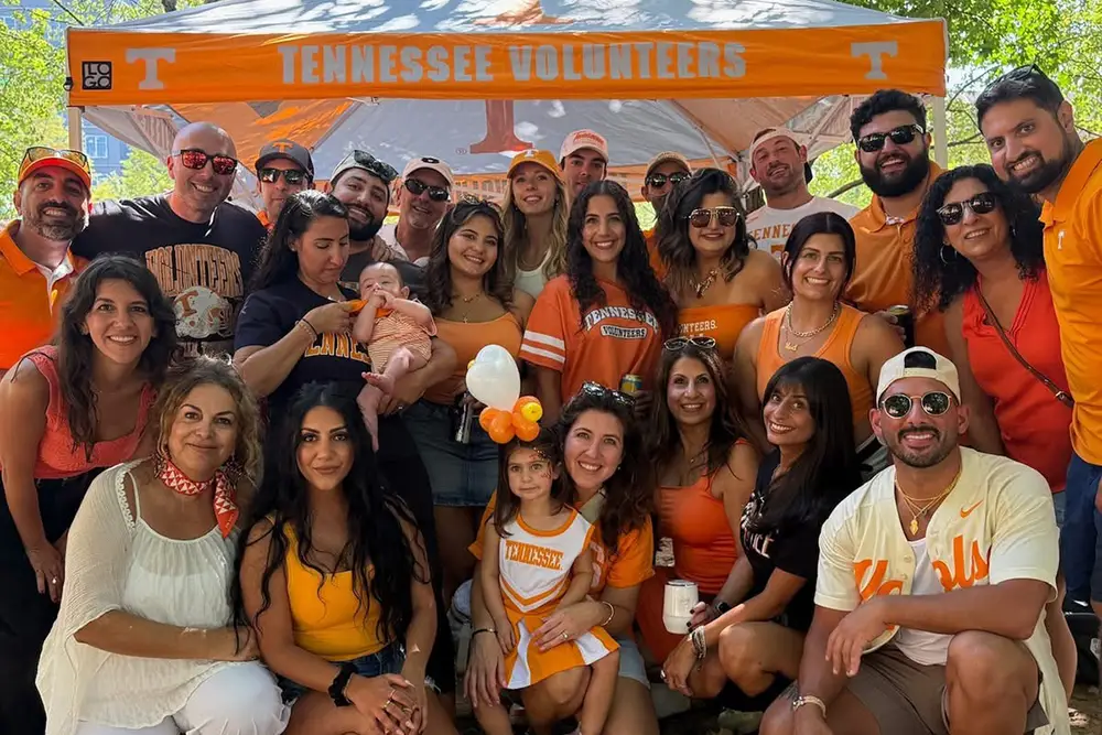 Members of the Harb and Jubran families gather before a UT football game in 2025.