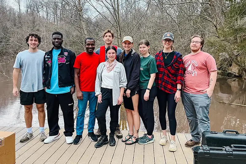 Group photo of graduate students in chemistry and microbiology that assisted Brittany N. Zepernic with collecting water samples from Mead’s Quarry Lake.