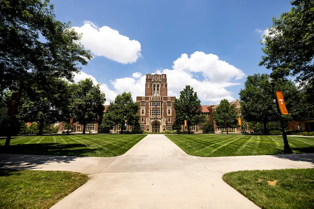 Exterior shot of Ayres Hall during campus walk on July 24, 2025. Photo by Craig Bisacre/University of Tennessee.