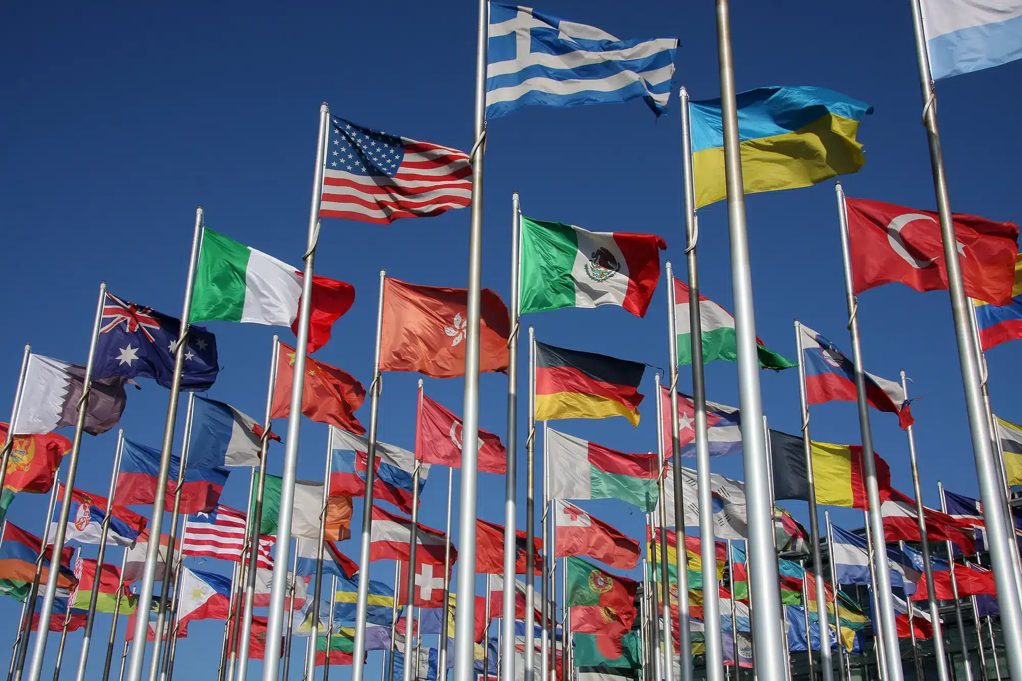 collection of flags from many different nations